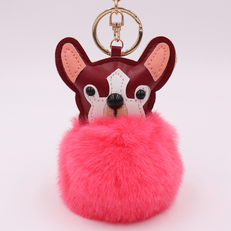 Color Dog Hair Ball Plush Key Ring Pendant Fashion Bag Automobile Plush Bag Pendant-5