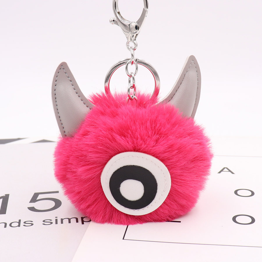 Pu Leather One Eye Monster Hair Ball Key Chain Pendant Personalized Small Gift Bag Key Chain-1