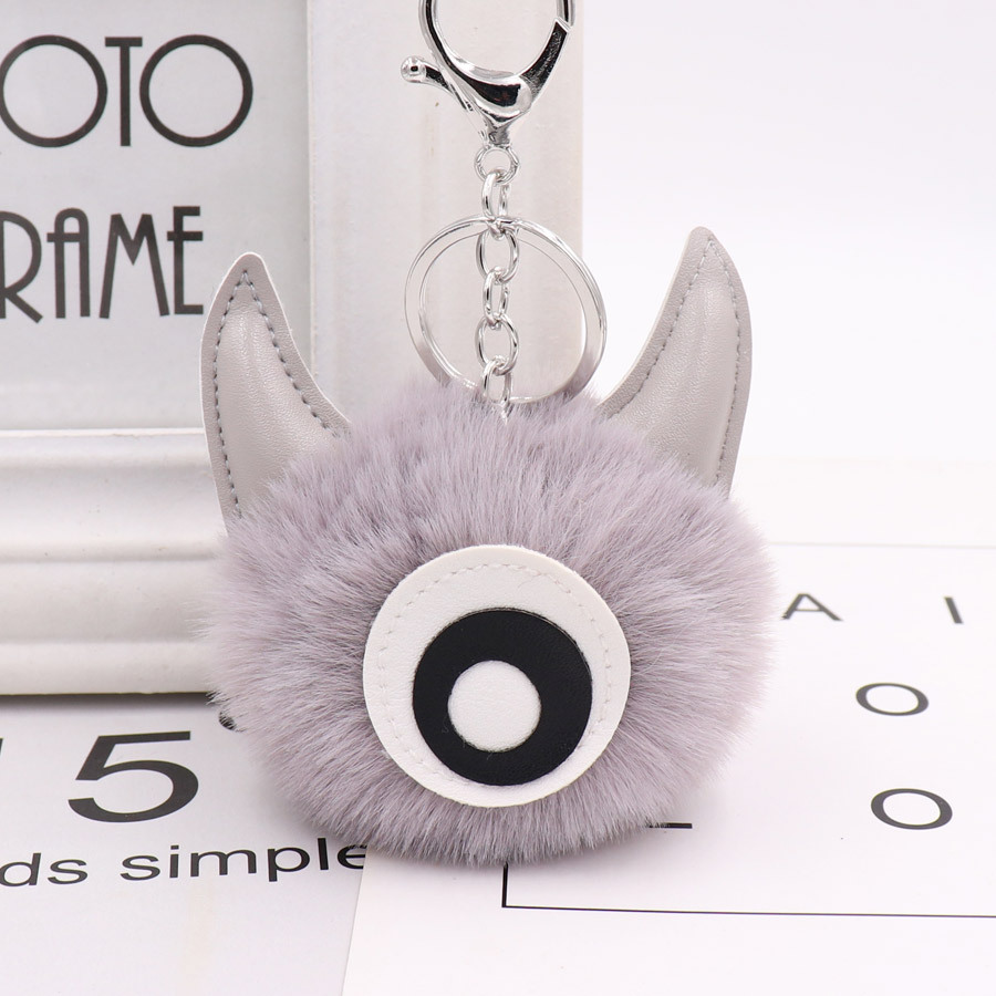 Pu Leather One Eye Monster Hair Ball Key Chain Pendant Personalized Small Gift Bag Key Chain-2