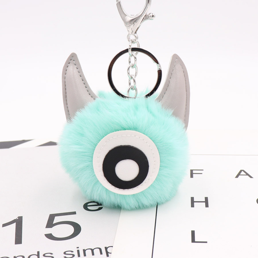 Pu Leather One Eye Monster Hair Ball Key Chain Pendant Personalized Small Gift Bag Key Chain-3