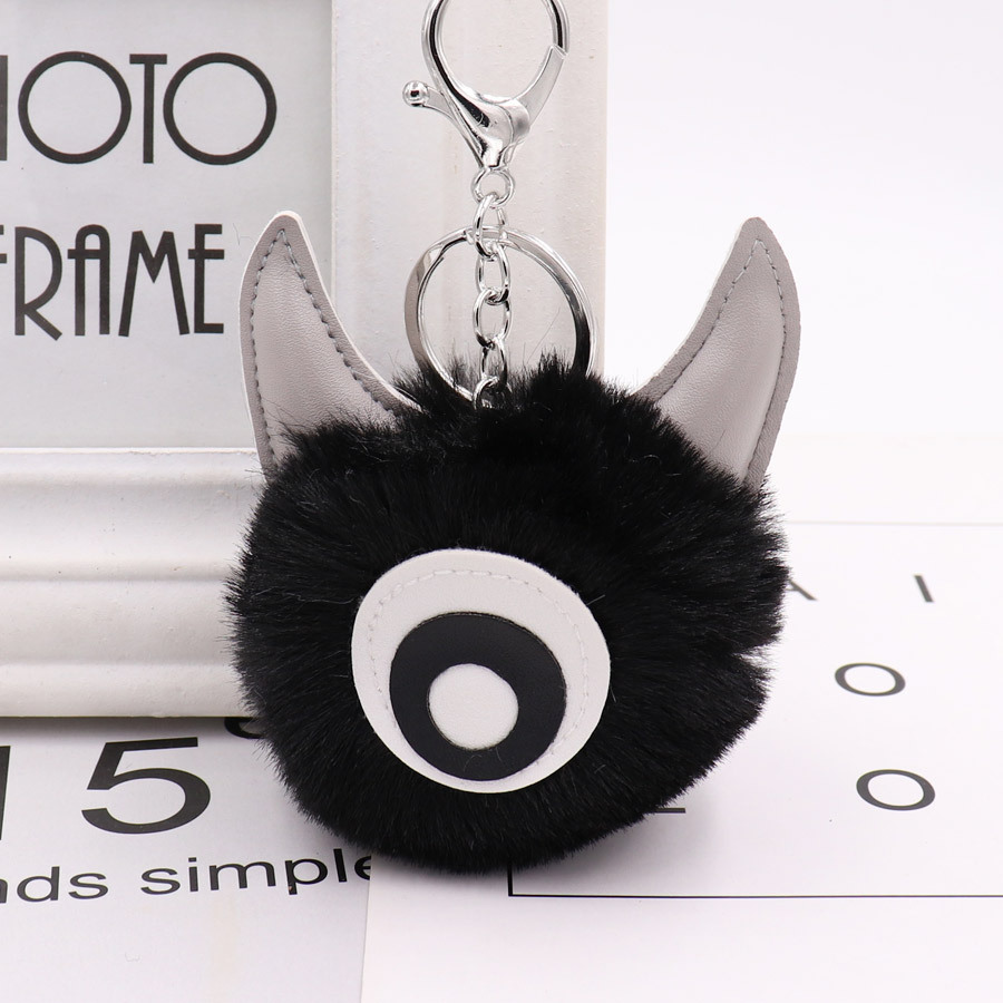 Pu Leather One Eye Monster Hair Ball Key Chain Pendant Personalized Small Gift Bag Key Chain-4