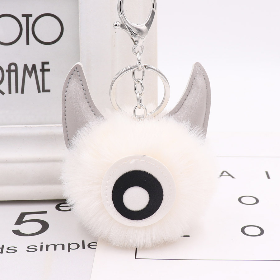 Pu Leather One Eye Monster Hair Ball Key Chain Pendant Personalized Small Gift Bag Key Chain-5