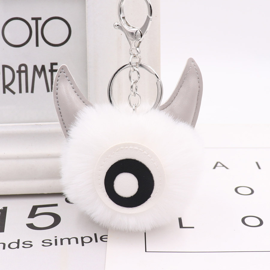 Pu Leather One Eye Monster Hair Ball Key Chain Pendant Personalized Small Gift Bag Key Chain-6