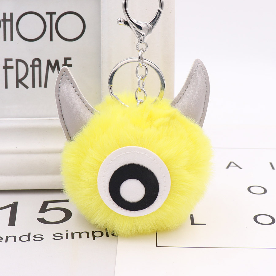 Pu Leather One Eye Monster Hair Ball Key Chain Pendant Personalized Small Gift Bag Key Chain-8