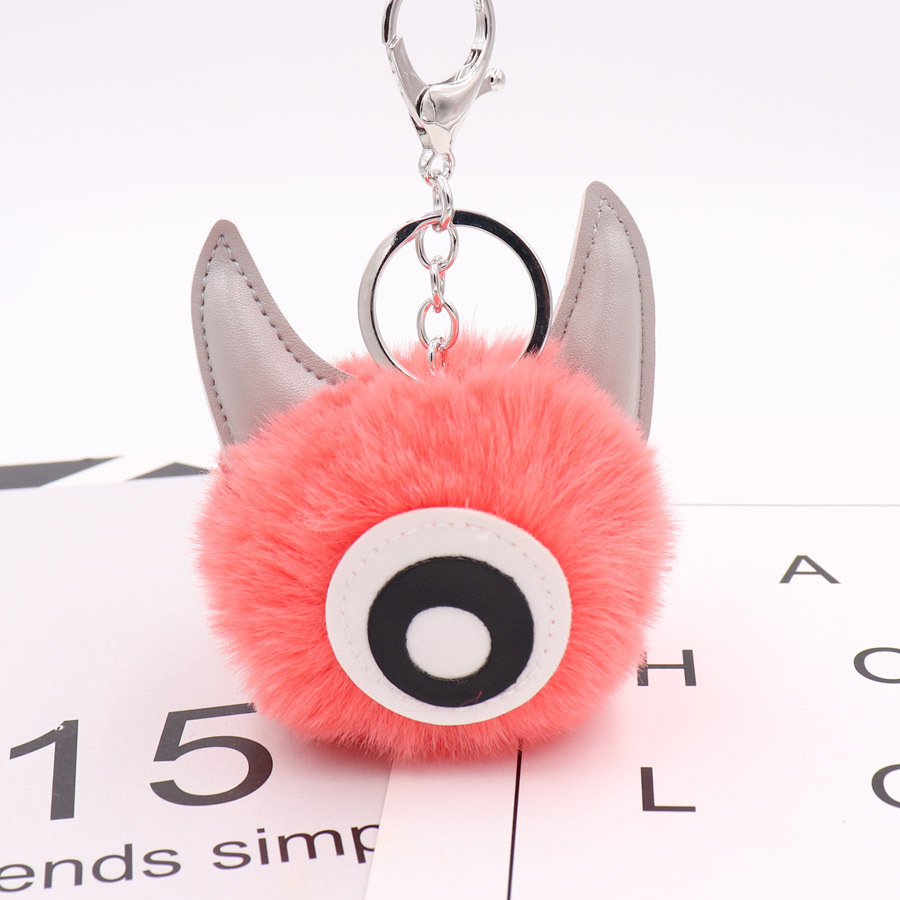 Pu Leather One Eye Monster Hair Ball Key Chain Pendant Personalized Small Gift Bag Key Chain-9