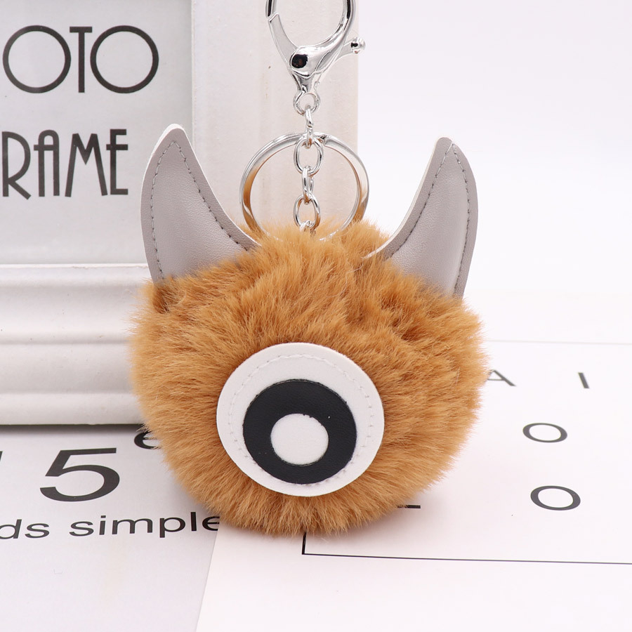 Pu Leather One Eye Monster Hair Ball Key Chain Pendant Personalized Small Gift Bag Key Chain-10