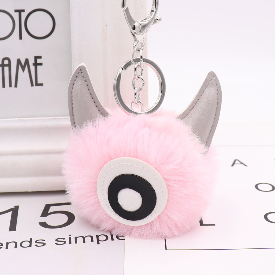 Pu Leather One Eye Monster Hair Ball Key Chain Pendant Personalized Small Gift Bag Key Chain-11