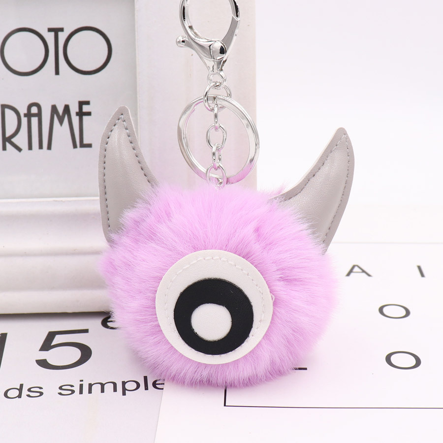 Pu Leather One Eye Monster Hair Ball Key Chain Pendant Personalized Small Gift Bag Key Chain-12
