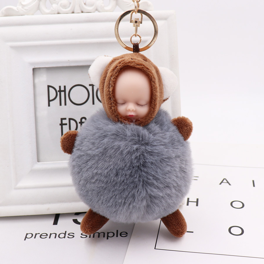 Cute Baby Bag Pendant Sleeping Baby Key Ring Plush Doll Pendant Car Key Ring-1
