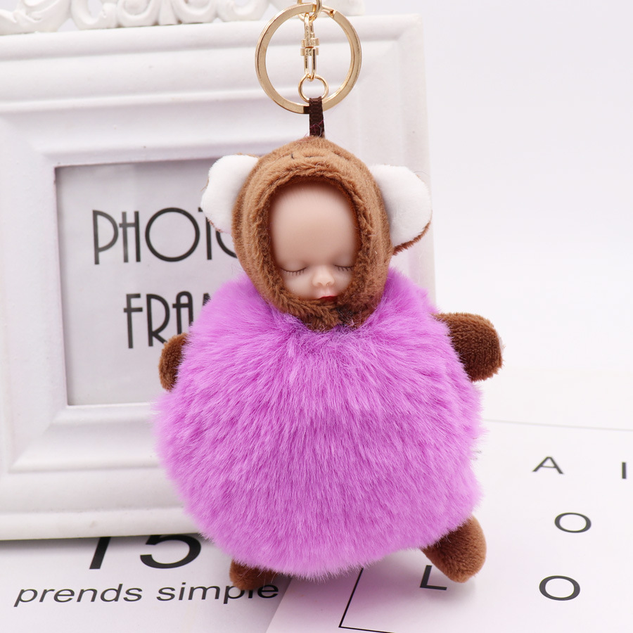 Cute Baby Bag Pendant Sleeping Baby Key Ring Plush Doll Pendant Car Key Ring-5