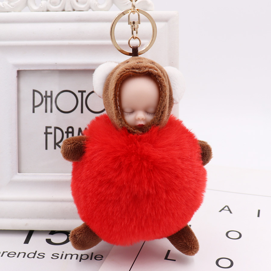 Cute Baby Bag Pendant Sleeping Baby Key Ring Plush Doll Pendant Car Key Ring-7