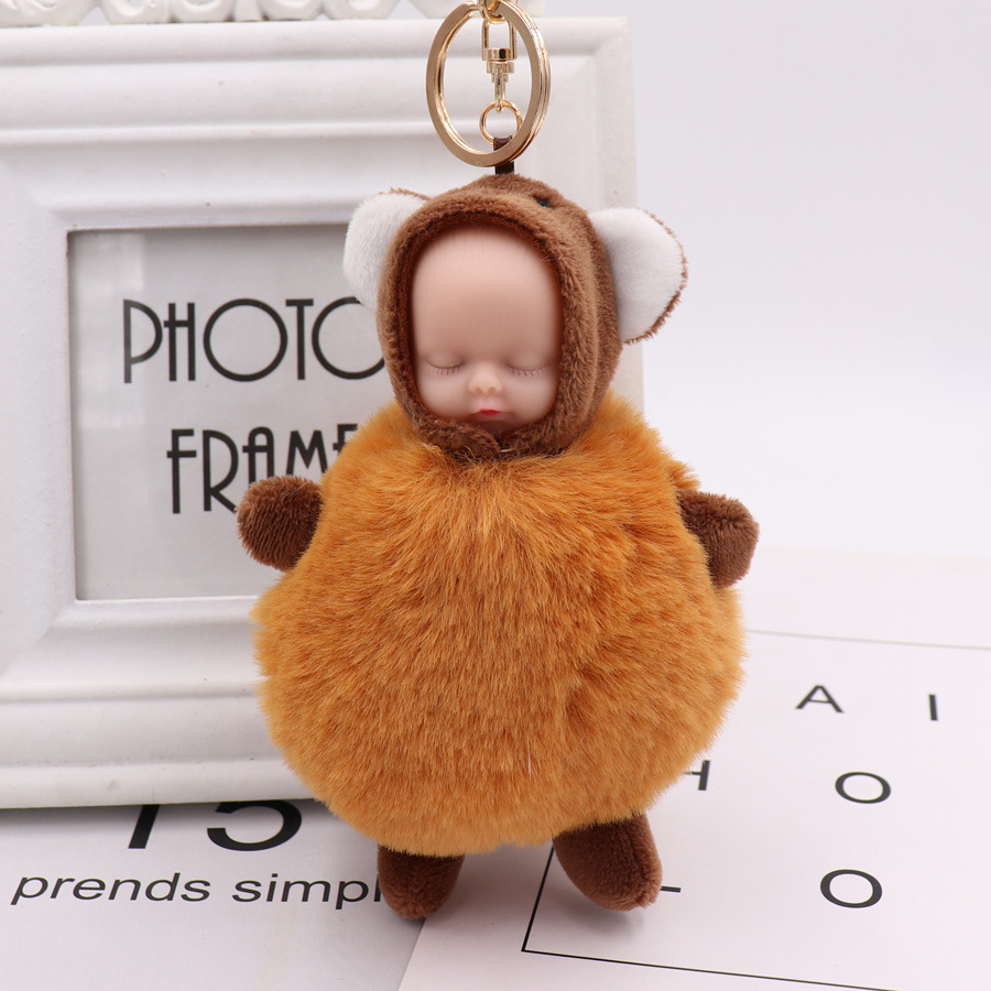 Cute Baby Bag Pendant Sleeping Baby Key Ring Plush Doll Pendant Car Key Ring-9