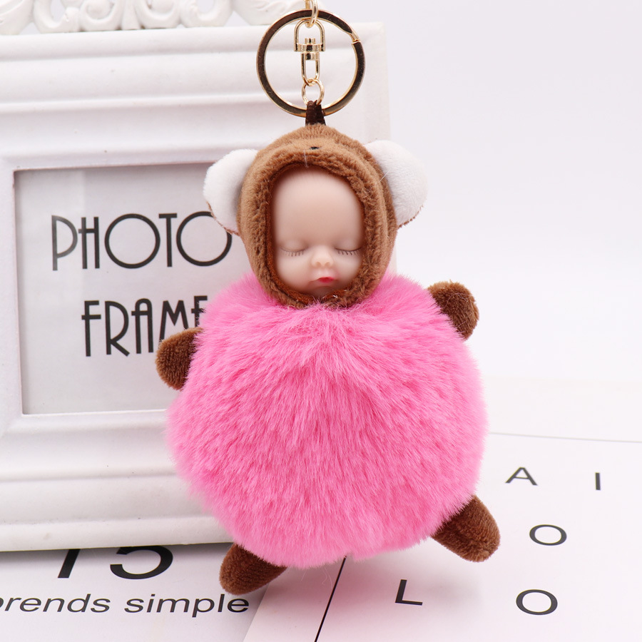 Cute Baby Bag Pendant Sleeping Baby Key Ring Plush Doll Pendant Car Key Ring-11