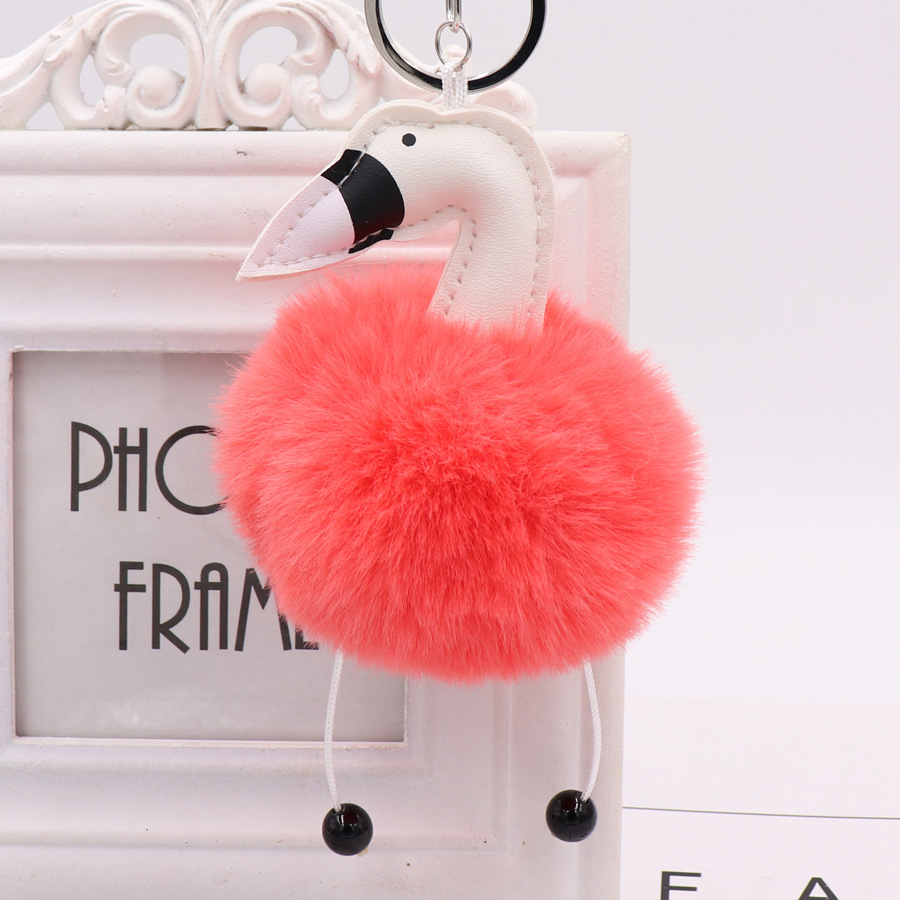 Swan Shaped Hairy Ball Key Pendant Cute Plush Doll Bag Key Ring Small Gift-3