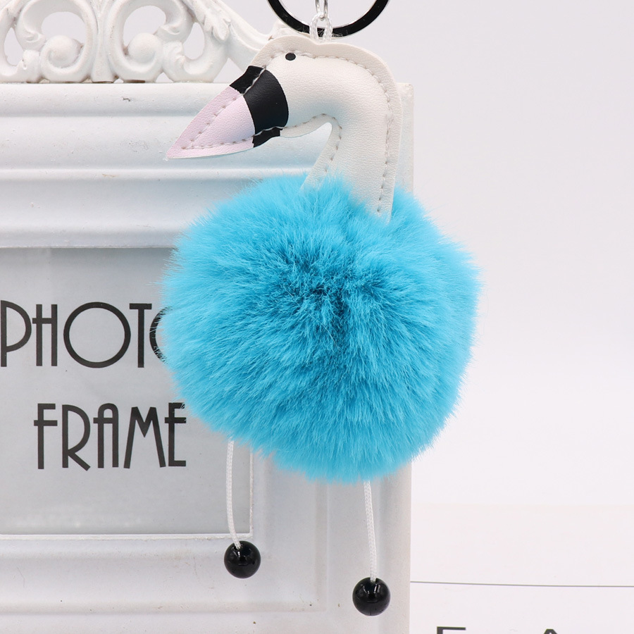 Swan Shaped Hairy Ball Key Pendant Cute Plush Doll Bag Key Ring Small Gift-6