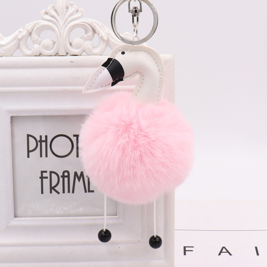 Swan Shaped Hairy Ball Key Pendant Cute Plush Doll Bag Key Ring Small Gift-10