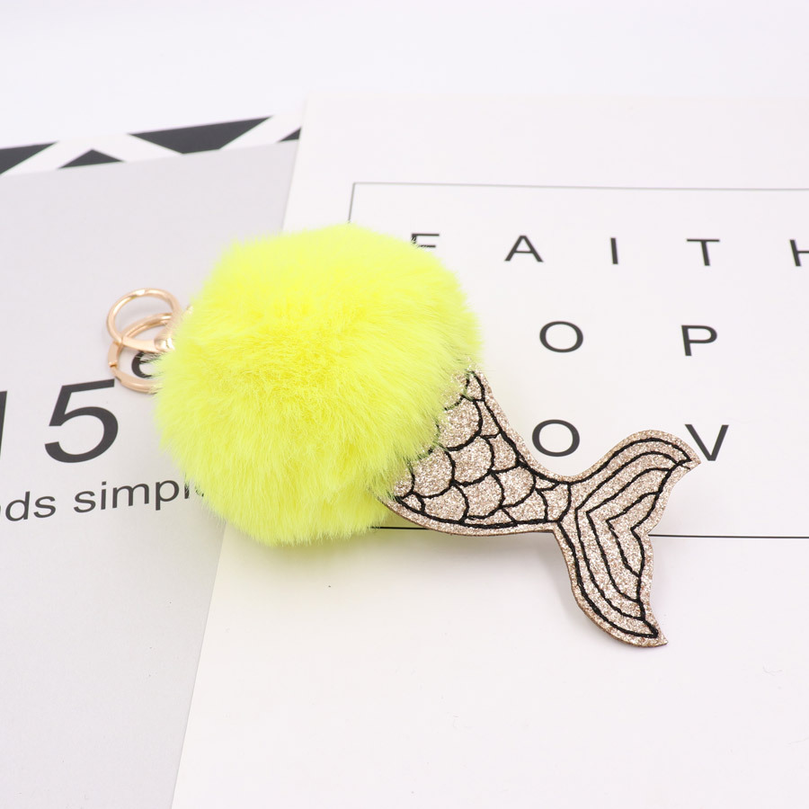 Mermaid Key Chain Imitation Rex Rabbit Hair Ball Bag Key Chain Fish Tail Plush Pendant Small Gift-14