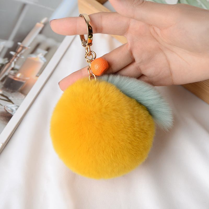 Small Sweet Orange Rex Rabbit Wool Orange Bag Pendant-1