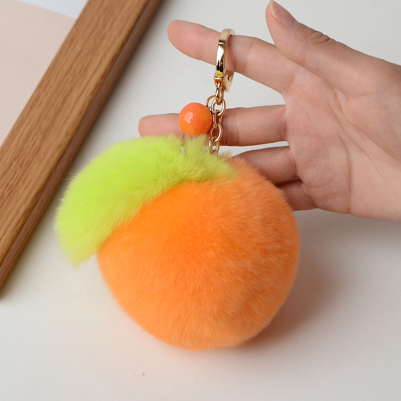Small Sweet Orange Rex Rabbit Wool Orange Bag Pendant-3