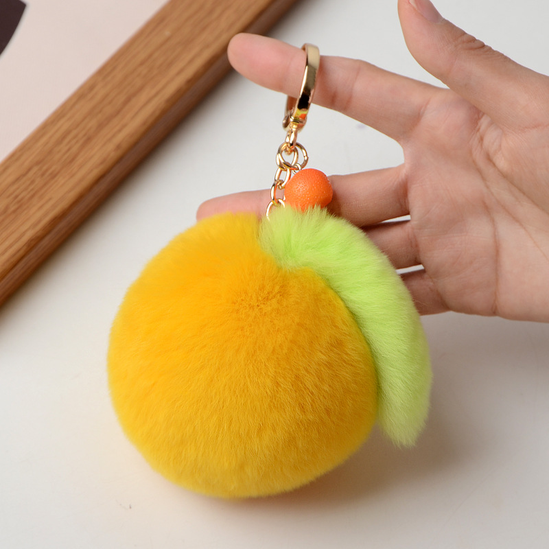 Small Sweet Orange Rex Rabbit Wool Orange Bag Pendant-6
