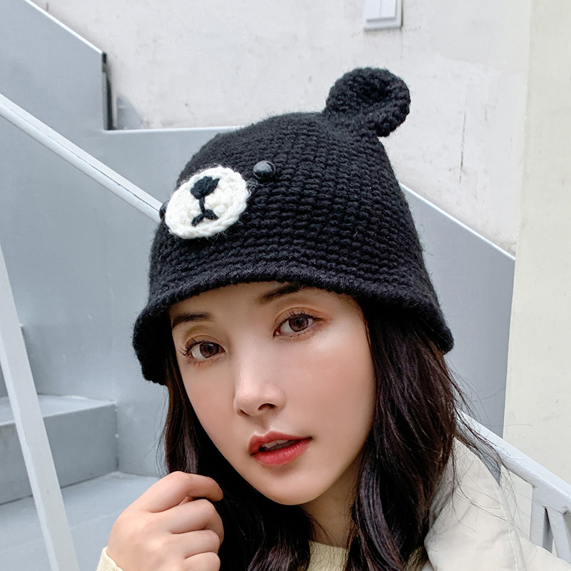 Black Little Bear Ear Knitted Wool Hat Warm Hat