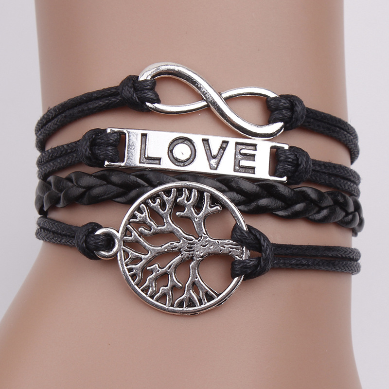 Love8 Love Tree Fashion Hot Selling Leather Rope Bracelet