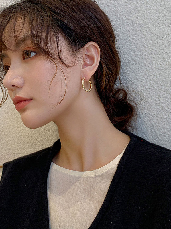 Simple Normcore Gold&silver Ear-ring