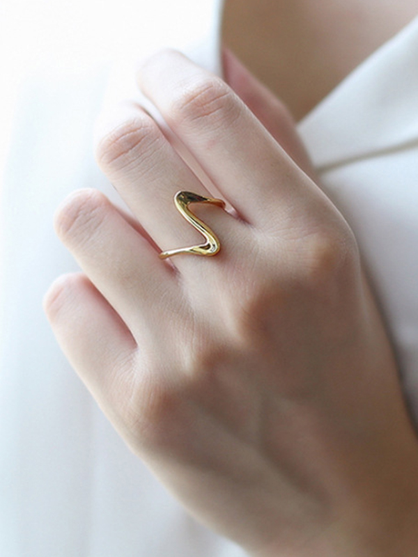 Simple Chic Solid Color Irregular Adjustable Ring