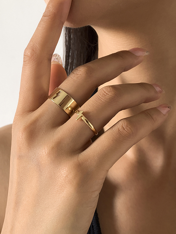 Simple Casual Hollow Solid Color Rings on Luulla
