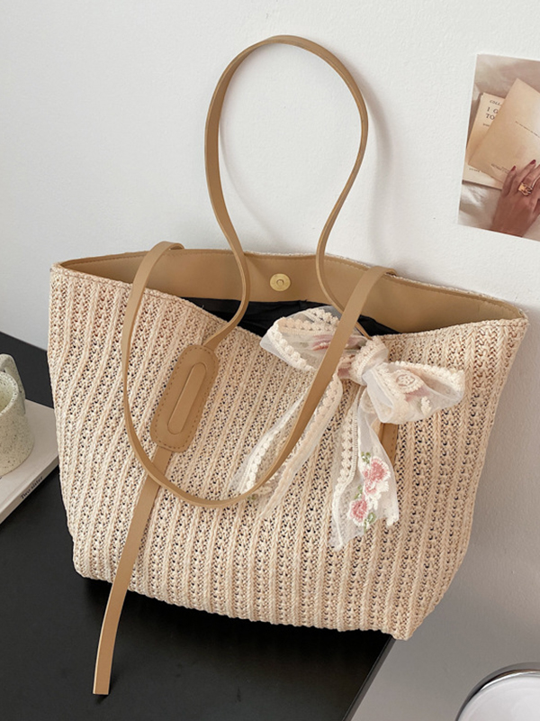 Cream Original Casual Mesh Lace Weave Bag