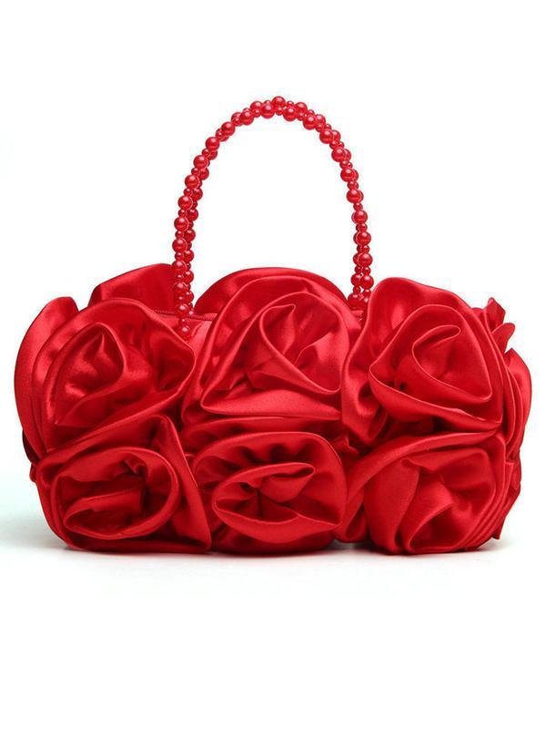 Red Fashionable Multi-Colored Silk Banquet &Cheongsam Handbag