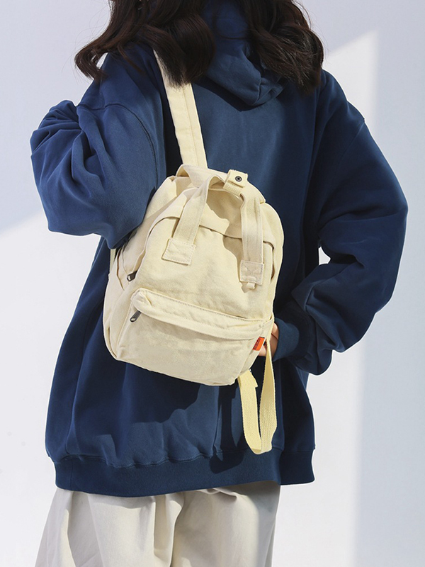 Cream Simple Casual 5 Colors Canvas Backpack
