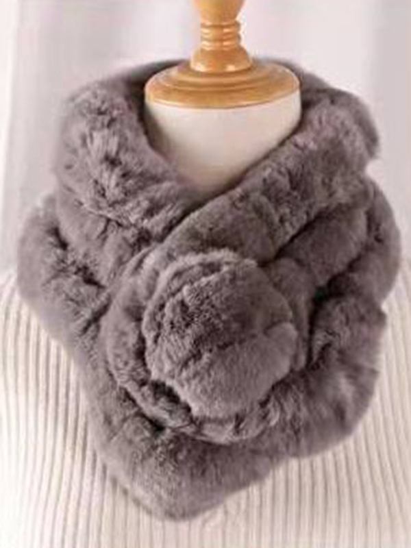 Casual GRAY Faux Fur Scarf