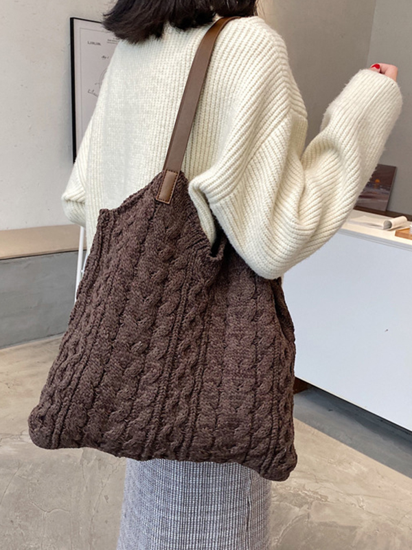 Coffee Simple Casual 4 Colors Knitting Bag