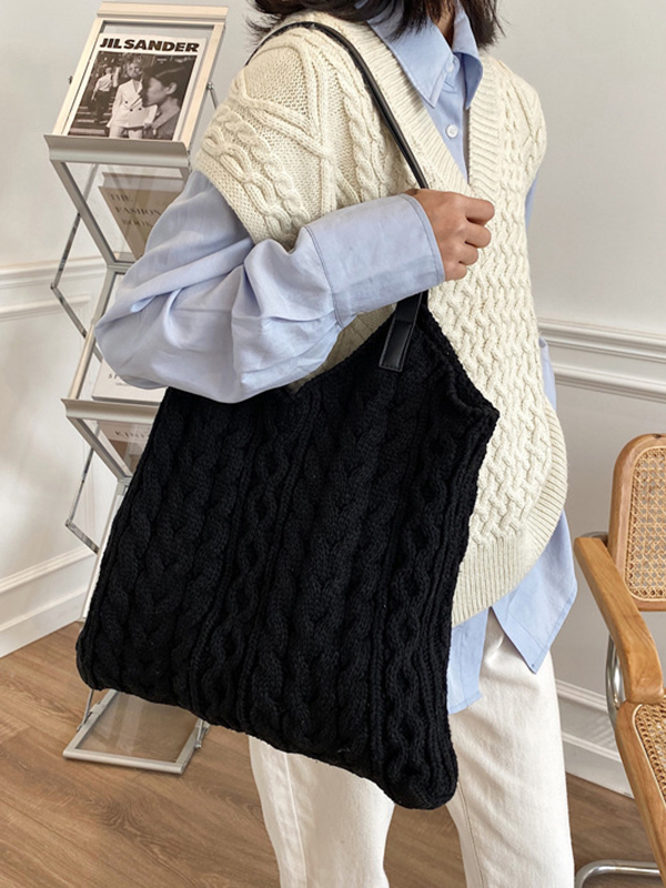 Black Simple Casual 4 Colors Knitting Bag