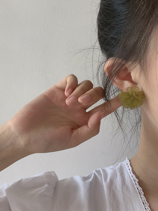 Green Urban Flower Alloy Earrings Accessories