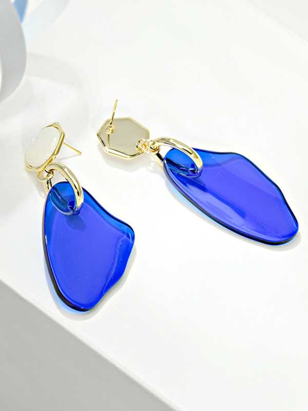 Blue Statement Acrylic Geometric Earrings Accessories