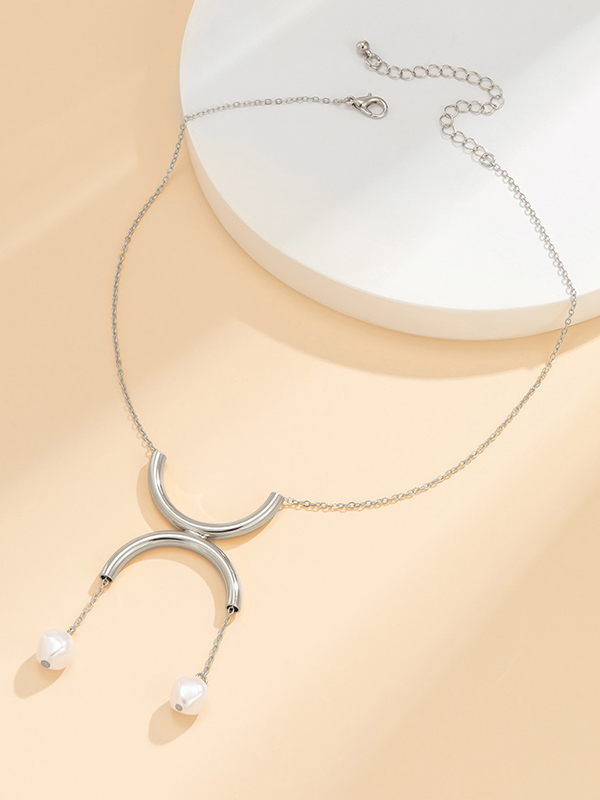 Silver Original Simple Casual Beads Geometric Necklace