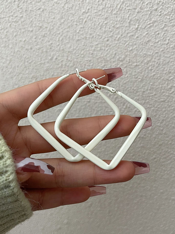 White Simple Chic Geometric Solid Color Earrings