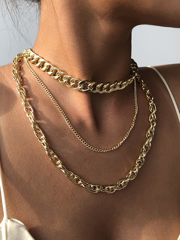 Gold Original Cool Multi-layered Chains Necklace