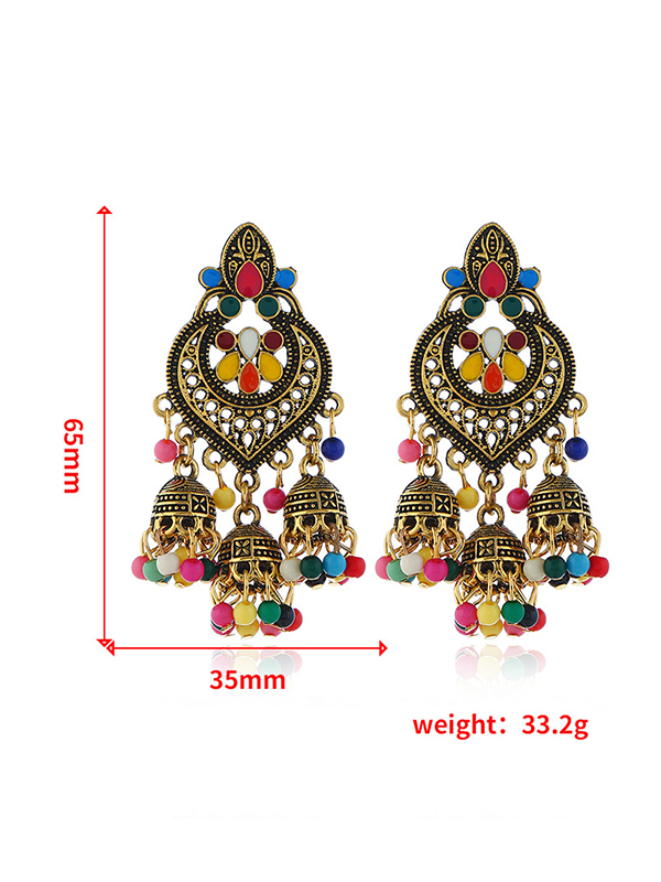 Colorful Original Vintage Beads Tassels Earrings