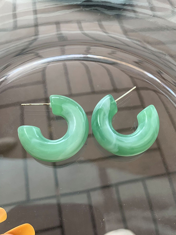 Green Simple Chic 10 Colors Acrylic Geometric Earrings