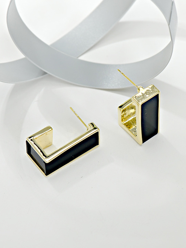 Black Original Simple Geometric Earrings Accessories