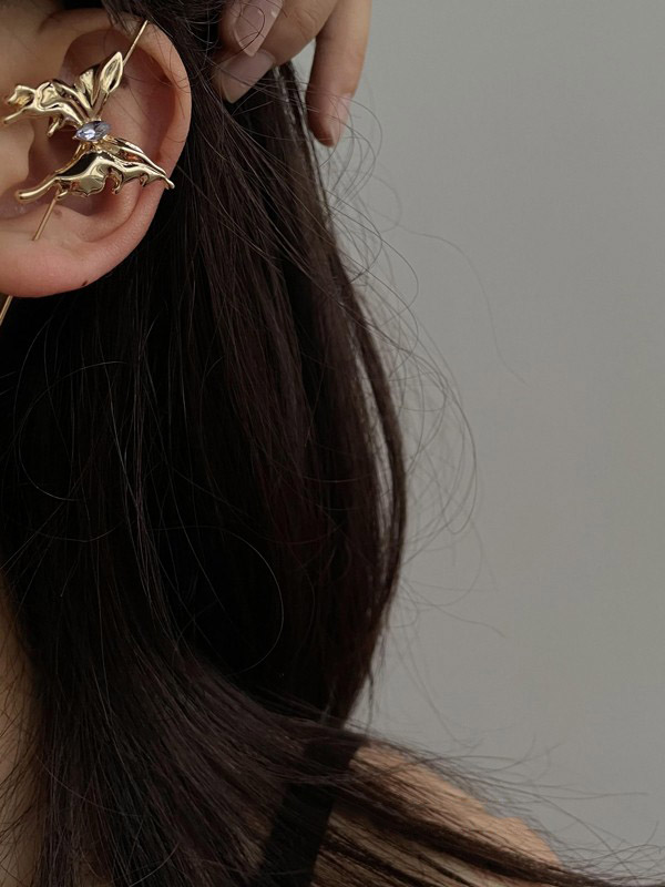 Gold Urban Butterfly Shape Asymmetric Earrings Accessories