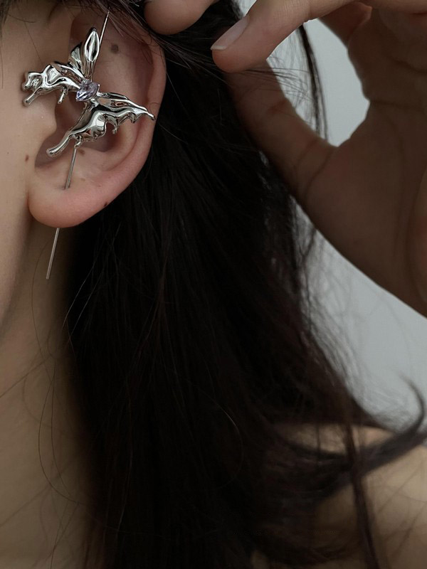 Silver Urban Butterfly Shape Asymmetric Earrings Accessories