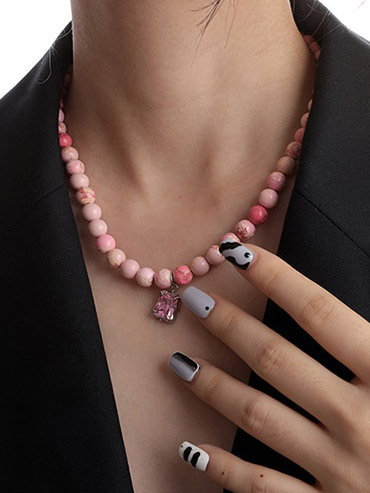 Punk Asymmetric Pink Necklaces Accessories