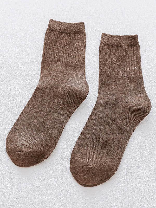 Coffee Solid Color Breathable Cotton Socks