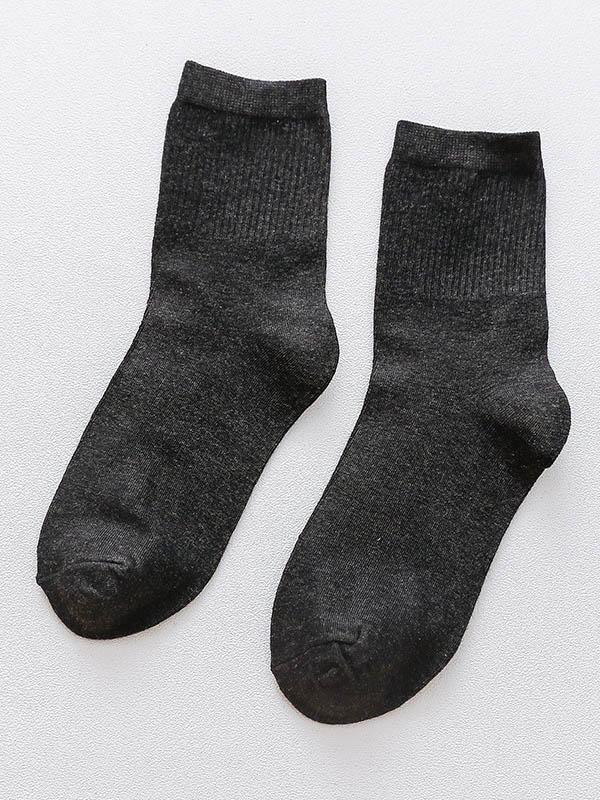 Black Solid Color Breathable Cotton Socks