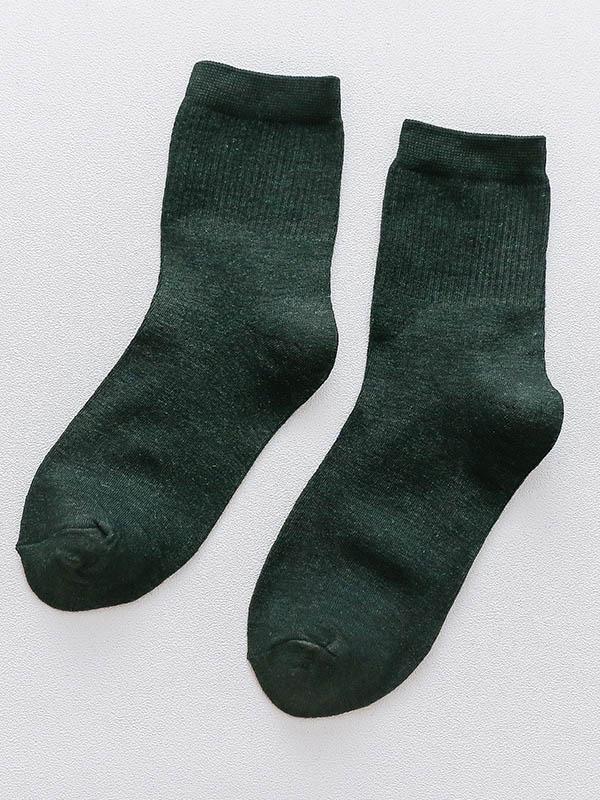 Ink Green Solid Color Breathable Cotton Socks