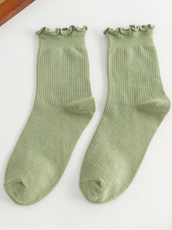 Green Simple Falbala Socks